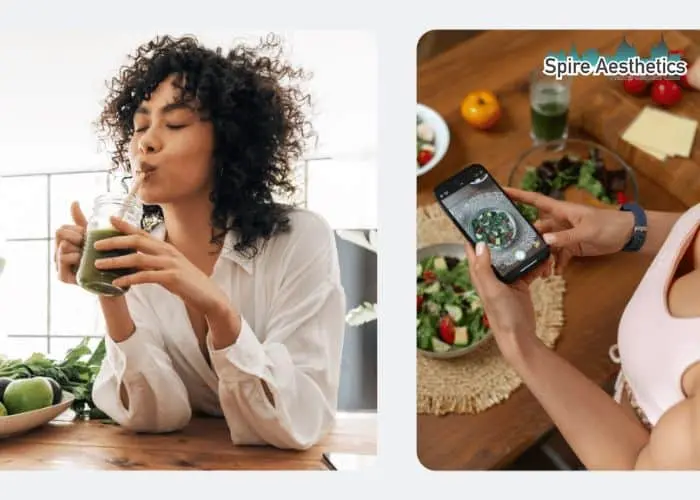 Image of woman looking into her diet and fat freezing Northwood to improve her health